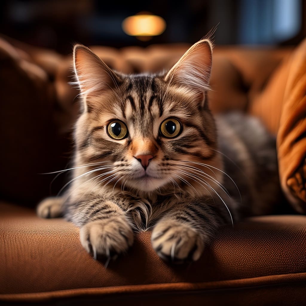 Gato acostado en un sofá