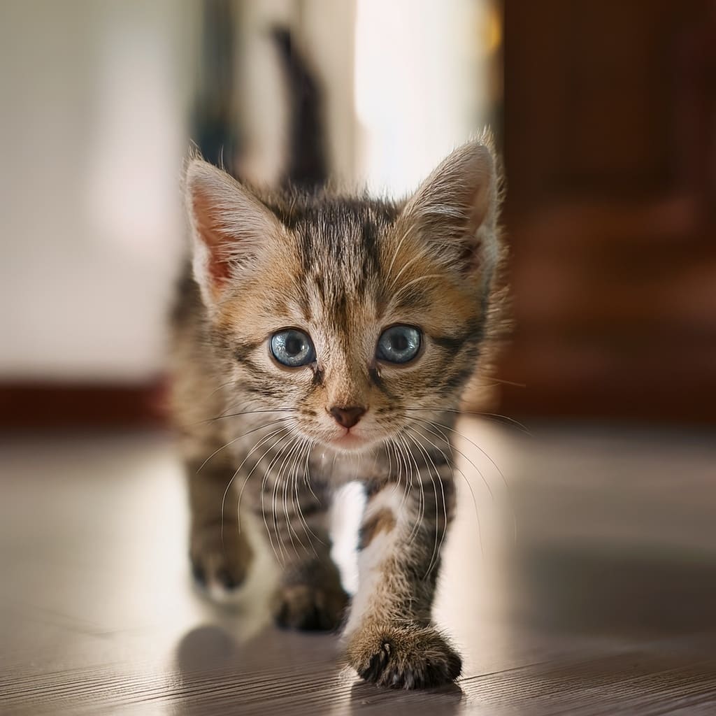 Un gato bebé caminando