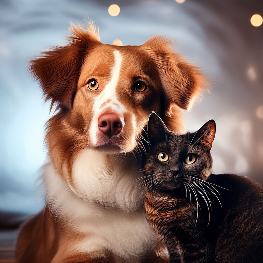 Mirada de un perro y un gato