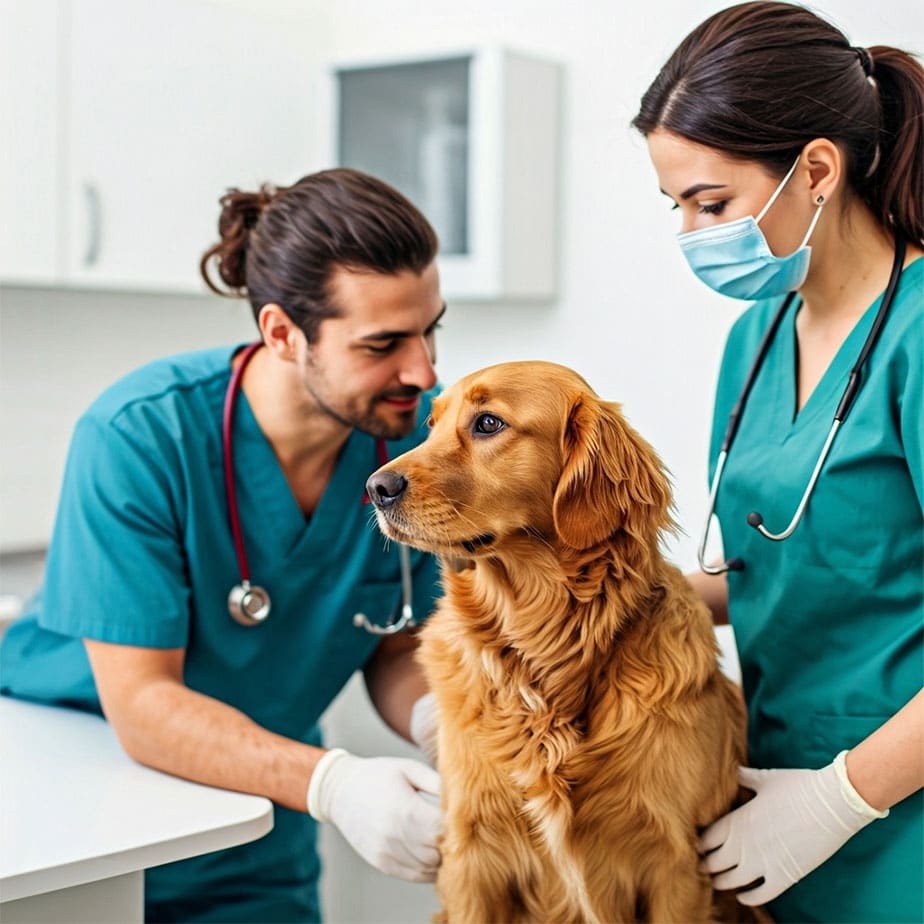 Veterinarios revisando la Giardia en Perros Hill’s Vet